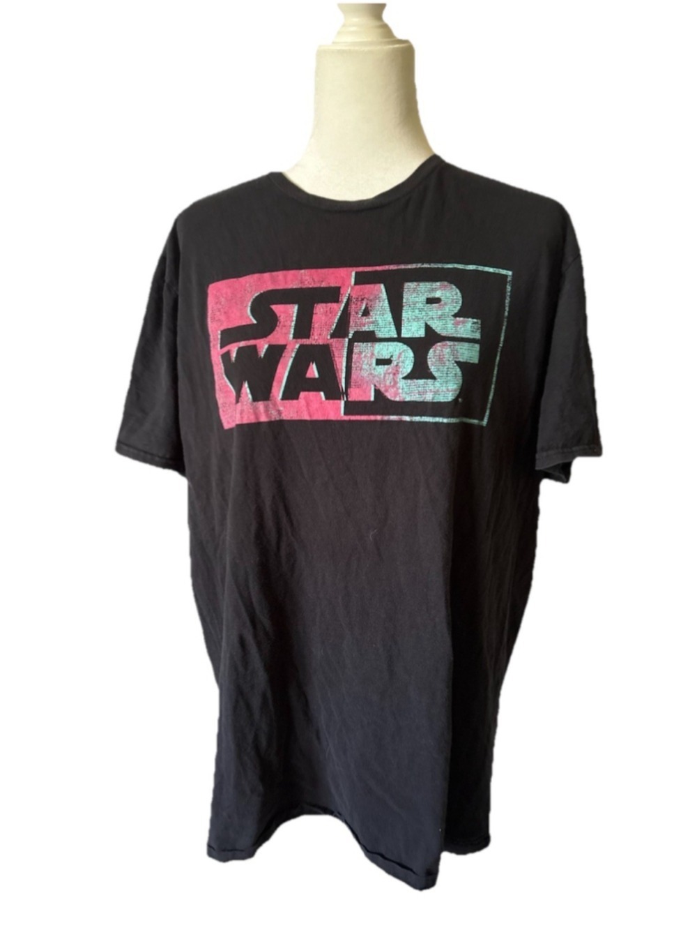 Star Wars Mad Engine Mens 2XL Black Pink Teal Graphic T-Shirt Short Sleeve